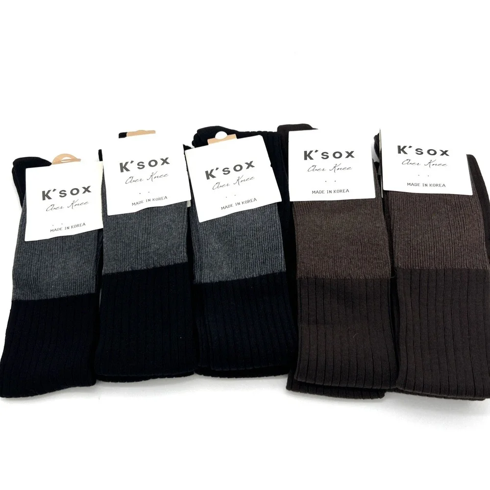 Lot of 7 Korea K'sox Over Knee High Socks Ribbed Warm Cozy Style Women Girls‎